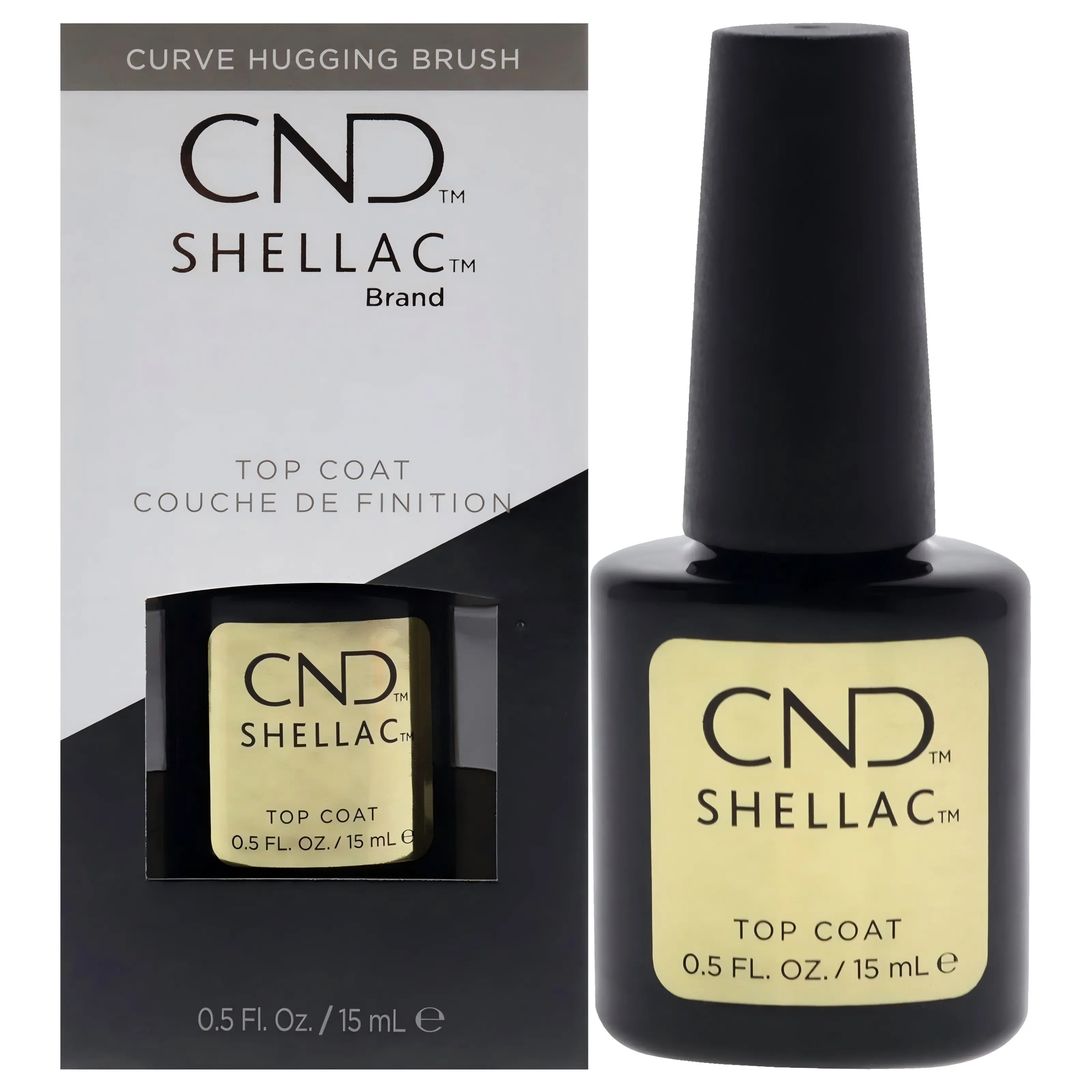 CND Shellac Original Gel Nail Polish Top Coat - 0.50 fl oz (15ml) Single Item, Ultra-Shine, Scratch-Resistant, Radiant, No-Damage Long-Wear Nail Care Protective Manicure Final Step, Nail Supplies