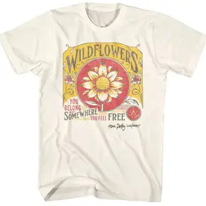 Tom Petty Wildflowers T-Shirt, Vintage Folk Rock Graphic Tee, You Belong Somewhere You Feel Free Shirt, Classic Music Fan Apparel for Men Women