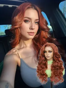 Lehanhair 24 Inch Glueless Long Wavy Synthetic Various Colors 4X6 Lace Wigs for Women, Gorgeous Fluffy Deep Wavy Wigs without Bangs, Synthetic Wigs for Party, New Year Christmas Daily Use