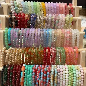 36pcs Mix Colorful Glass Bead Elastic Bracelets - Smooth Spherical Beads, Multicolor for Daily Wear, Favors, for Gifting, for Teenager