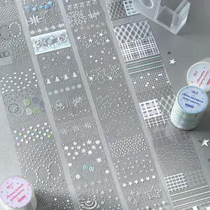 Transparent World Pet Die-Cut Tape Roll, Snowflake Stars Transparent Decoration, Handmade Scrapbook Atmosphere Enhancer, Scrapbook Materials, 200cm/roll