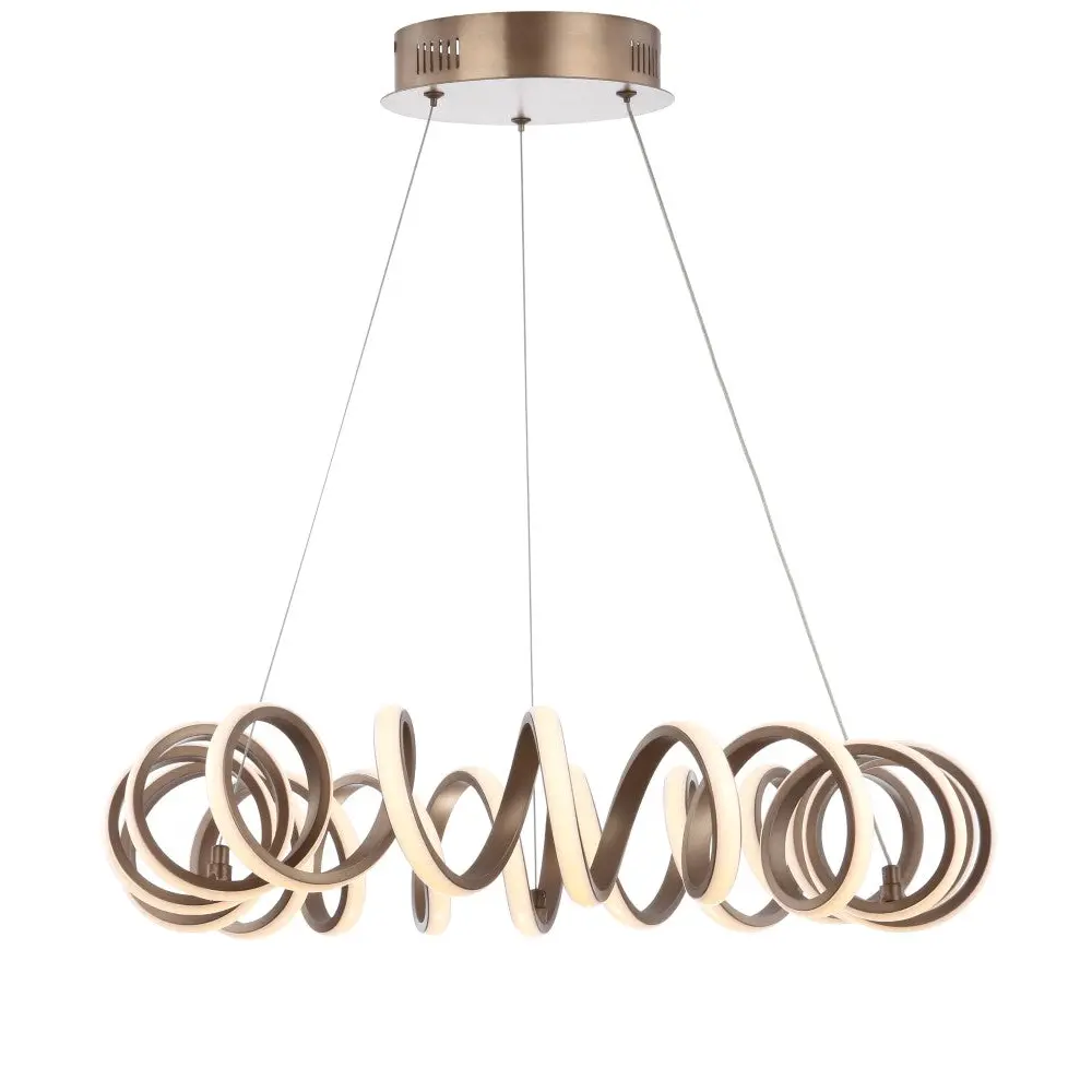 JONATHAN Y Cursive 24" Adjustable Spiral Integrated LED Metal Chandelier Ceiling Light, Indoor Decorative Fixture with Metal Frame for Hardwire Install, Indoor Lighting, Led Lighted
