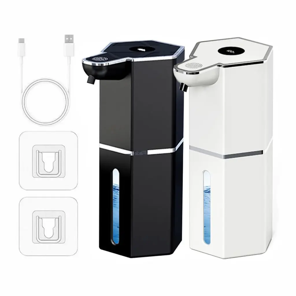 Touchless Automatic Foam/Liquid Soap Dispenser - 360ml Plastic, Smart Adjustable Settings, USB Rechargeable, IPX5 Waterproof Wall-Mounted Soap Container for Business, Anniversary Gifting (Black/White)
