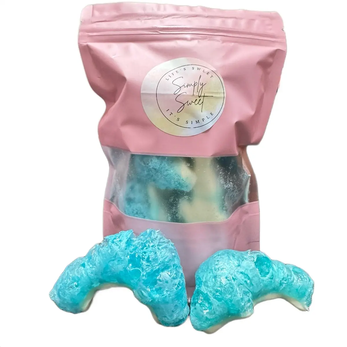 Simply Sweet CLE Crunchy Bite-Sized Halal Freeze-Dried Gummy Sharks Candies - Ambient, Pork-Free, Beef Gelatine, Chemical-Free, Low-Fat Fruity Healthy Snacks