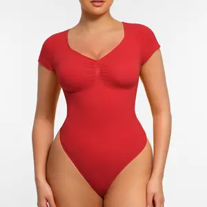 FeelinGirl #LIVE Women's Short Sleeve Bodysuit for Tummy Control V Neck Seamless Body Suits Thong Going Out Tops FeelinGirl #LIVE Women's Short Sleeve Bodysuit for Tummy Control V Neck Seamless Body Suits Thong Going Out Tops