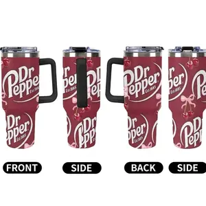 Dr.Pepper Cute cartoon car mug travel mug with handle and straw 40oz