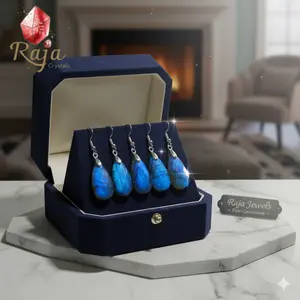 Natural Crystal Jewelry Blue Flash Labradorite Faceted Earrings - Handmade Earrings for Chakra Balancing & Protection