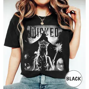 Retro Wicked Together We’re Unlimited T-Shirt, Vintage Defy Gravity Broomstick Magic Wand Shirt, Wicked The Musical, Wizard Tee