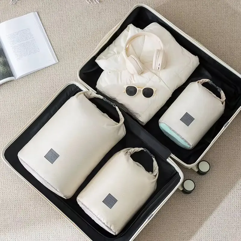Eco-Friendly Polyester Travel Storage Luggage Bag - Portable Large Capacity Compressed Design Dustproof Soft Handle Geometric Pattern for Unisex Travelers