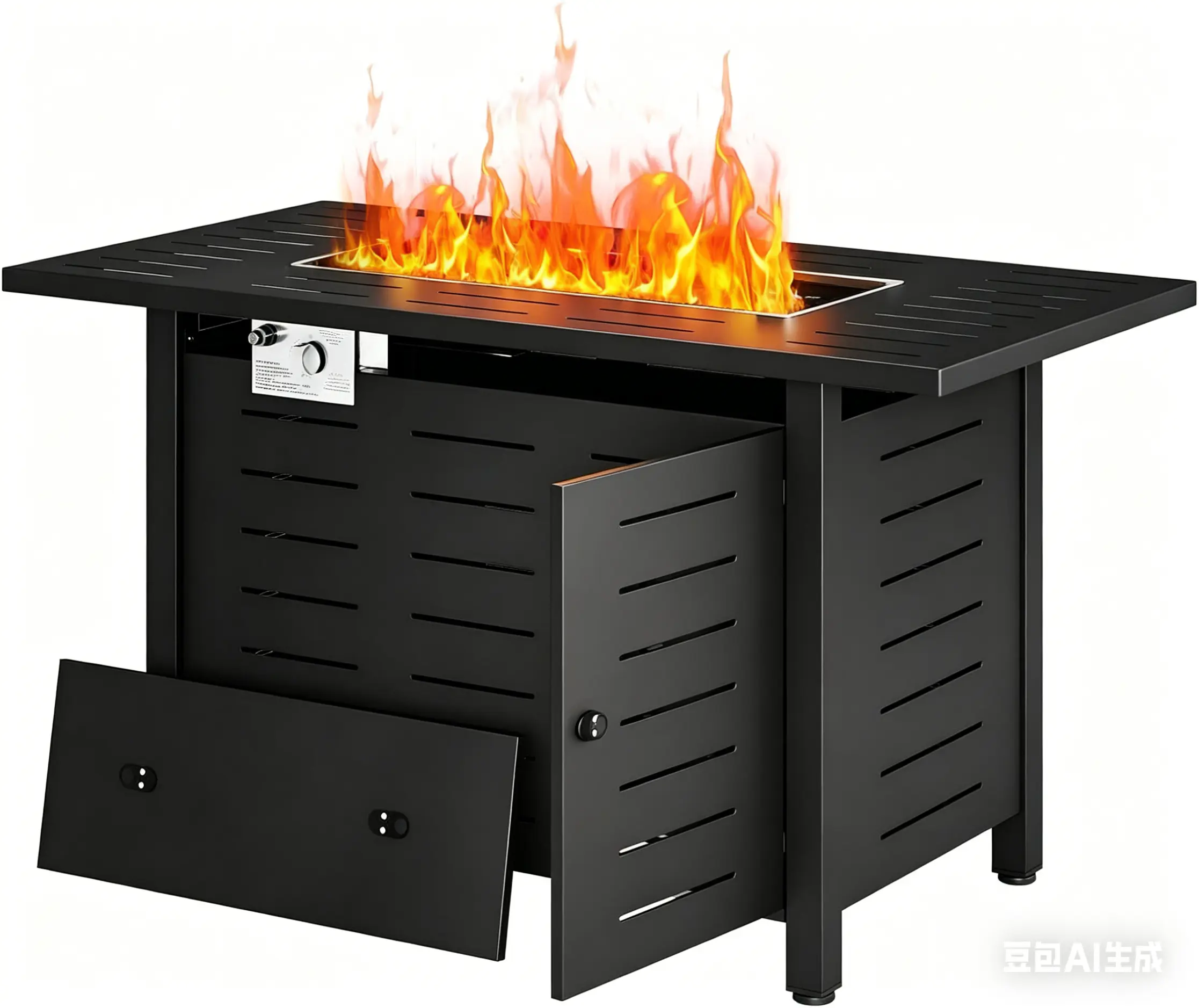 Aoxun 40 Inch Propane Fire Pit–50,000 BTU Gas Fire Pit Table with Removable Lid & Lava Rocks, Rectangle Firepit Table for Outside, Patio, Deck, Backyard, Black