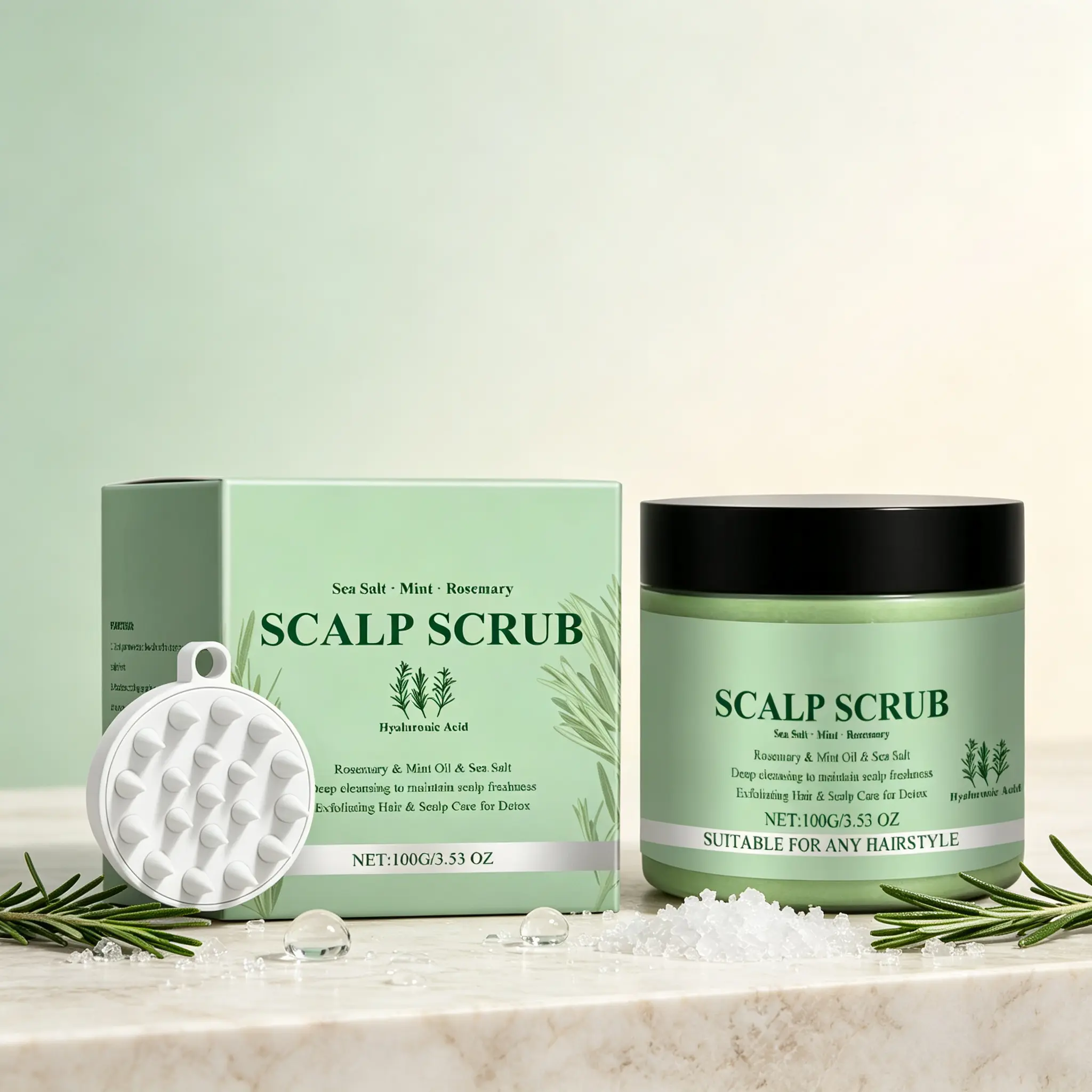 Mint Scalp Scrub with Rosemary & Peppermint, Deep Cleansing Scalp Exfoliator, Refreshing Scalp Care for All Hair Types
