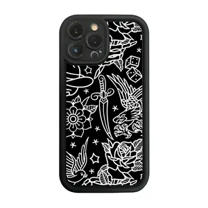 Phone Case - 1pc of American Traditional Tattoo Flash Print Phone Case Designed to Protect Against Impacts, Compatible with iPhone 17 E Air Pro ProMax iPhone16 15 14 Plus 13 12 Mini 11 X XS XR