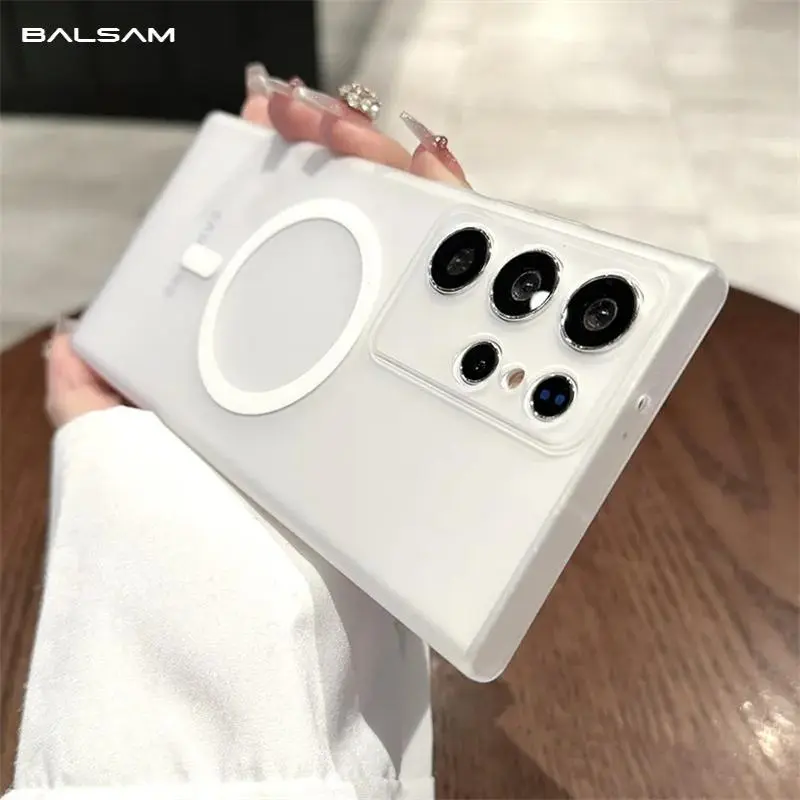 Fin For Magsafe Ultra-Thin Matte Clear Case For Samsung S25 S24 S23 S22 Ultra Plus Magnetic Wireless Charging Hard Translucent Cover