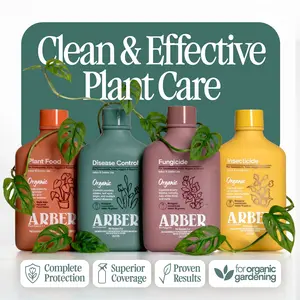 Arber Organic Plant Care Kit [Indoor & Outdoor] | Plant Food + Disease Control + Bio Fungicide + Bio Insecticide | Feed Plants, Control Bugs & Prevent Diseases Houseplant