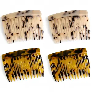 Hair Side Comb -  Twist Hair Combs Decorative,  Hold Hair Clips for Women Girls Bun, 4 count Tortoise Shell