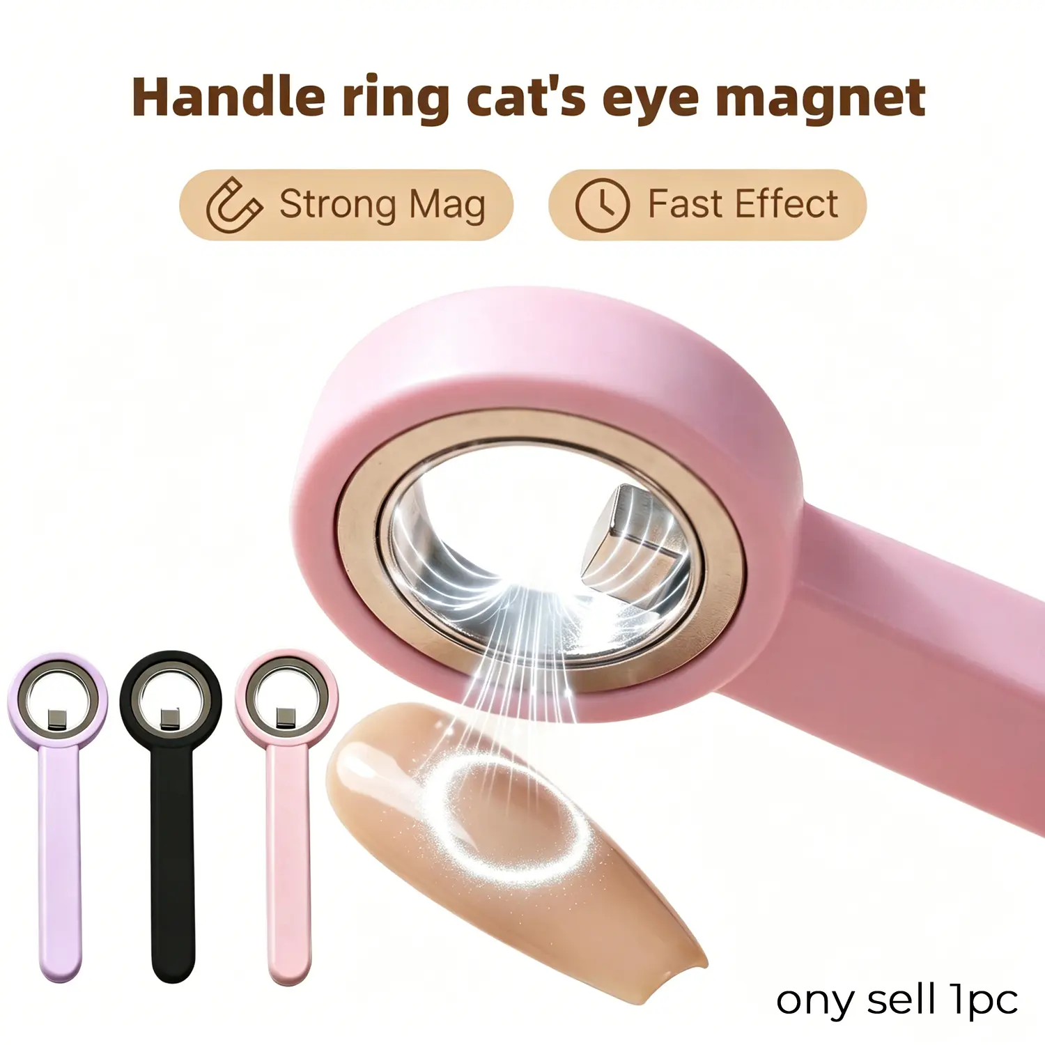 Circle Cat Eye Magnet Wand Pink Black Purple Strong Magnetic Ring Nail Art Tool for Creating Halo Cat Eye Gel Designs DIY Salon Use 1 Pc