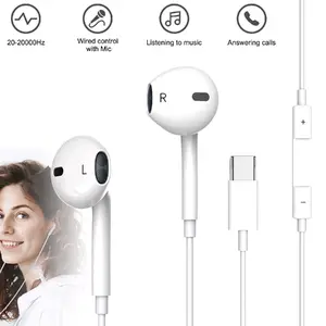 Wired USB Type-C Stereo Earbuds Headphones For iPhone 15 Pro Max,Plus,iPad Pro ,Samsung, Android phones Headset Audio Wireless