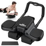 RELIFE 4-Wheel Abdominal Core Trainer with Elbow Support, Auto-Rebound Ab Roller, 440lbs Capacity Home Gym Equipment for Abs at Home, Back-to-School Sports Gear,outdoorfun