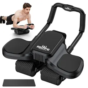 Abdominal Exercise Machine Ab Roller 4-Wheels with Elbow Support Automatic Rebound Abdominal Wheel Abs Workout Equipment for Core Workout Deals for You