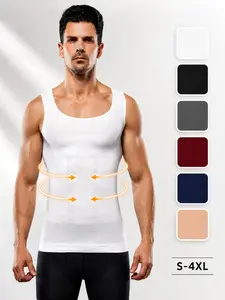 Men Seamless Compression Tank Top Sleeveless Slim Fit Casual Body Shaping Undershirt Breathable Stretch Vest for Workout Daily Wear