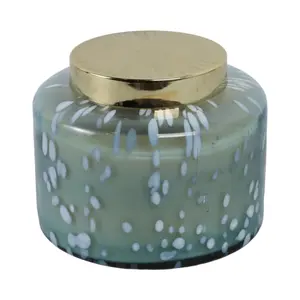 Sagebrook Home 80378-02 7 in. 71 oz Jasmine Speckle Lidded Candle, Blue & Gold