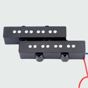 OLETONE 4-String Open Electric Jazz Bass Pickup, Ceramic Magnet Fiber Bobbin, Split Cover Neck-Bridge Pickup, Black, Screw-Included Accessory