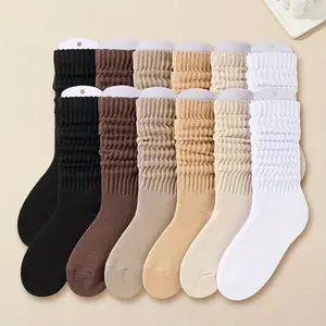 6 pairs womens scrunch sock Lolita style bubble socks mid tube pleated design with elastic striped cuffs machine washablecute autumn winter thin socks perfect for both casual and formal outfits Womenswear