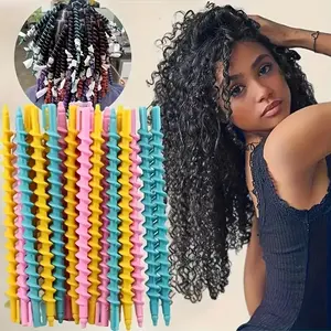 Random Color Long Hair Spiral Curling Iron, DIY Hair Styling Tool, Professional Hair Roller for Women & Men, Easy-To-Use Design, Soft Hair Curlers