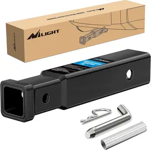 Nilight Extendible Trailer Hitch Receiver Extender Adapter, 2-in to 1-1/4-in Reducer, 6-4/5-in Extension Sleeve, 350lb Capacity, 1/2-in Pin & Clip Included, 5/8-in Adapter