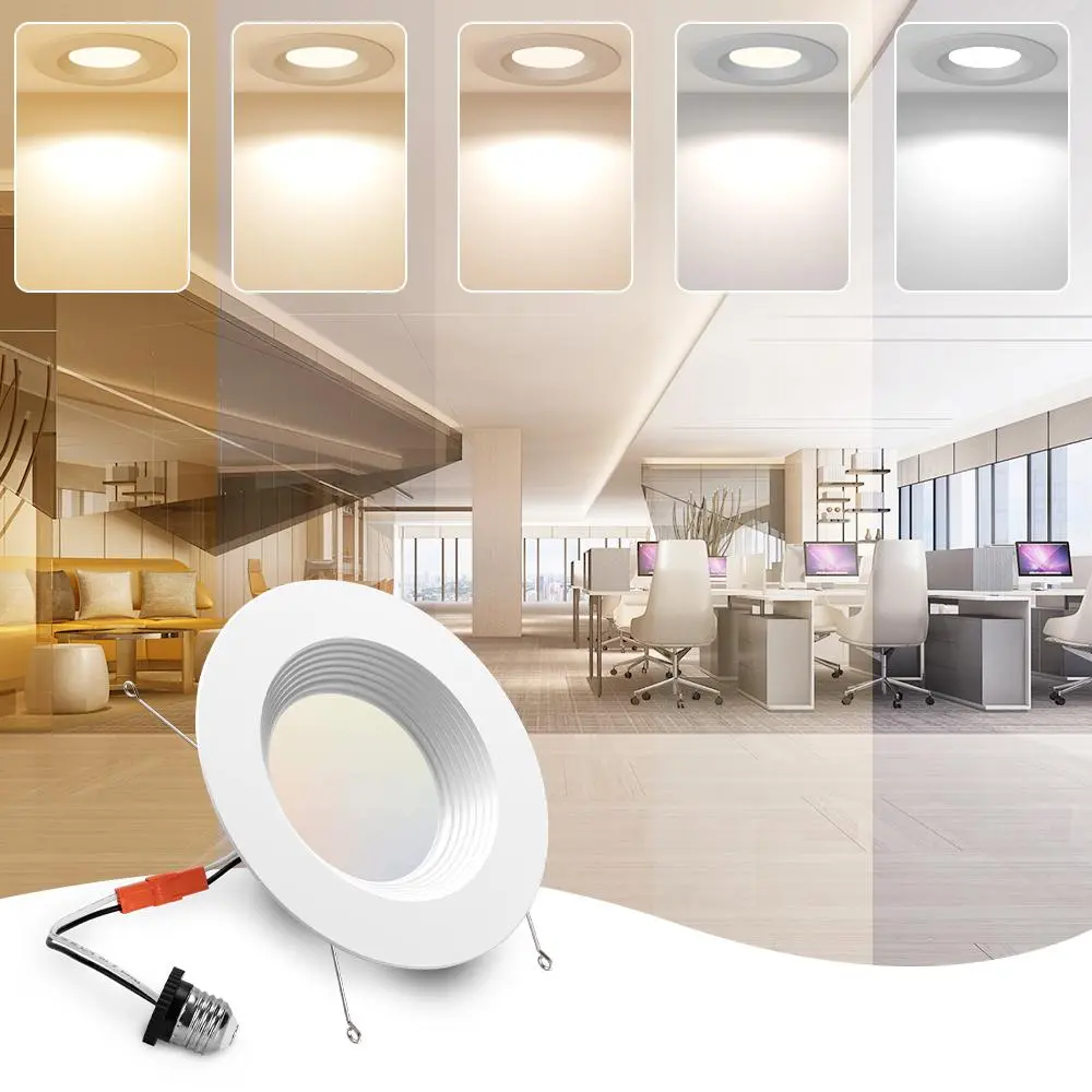 POWERASIA 5/6 in Built-In & Ceiling Mount Recessed LED Lights - 5CCT Dimmable Plastic Home Lighting with C Clip, Color Changing for Bedroom, Living Room, Led Lights Bedroom, Led Lamp