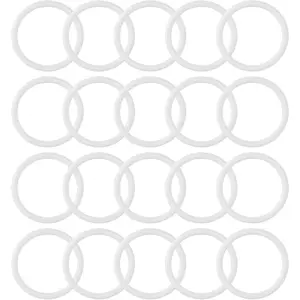 , 30 Pack 2 Inch White Plastic Catcher Ring Round Floral Hoops Circle Hook for DIY Crafts