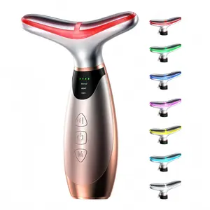 Pedete Facial Massager with 7 Adjustable Light Modes, Red Light Therapy for Face and Neck, 113°F Heating & Vibration Multifunctional Skincare Tool, USB Rechargeable.