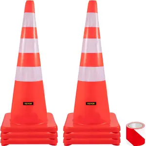 【Spotlight Day】VEVOR Safety Cones, 6 x 36\" Traffic Cones, PVC Orange Construction Cones, Reflective Collars Traffic Cones with Weighted Base Used for Traffic Control, Driveway Road Parking and School Improvement