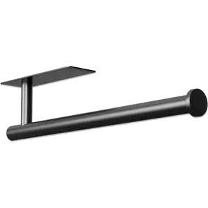 Paper Towel Holder, Improved Premium Paper Towel Holder under Cabinet, Stainless Steel Paper Towel Holders Rack for Kitchen, Bathroom, Pantry, Fridge, Adhesive or Drilling, Black baecel