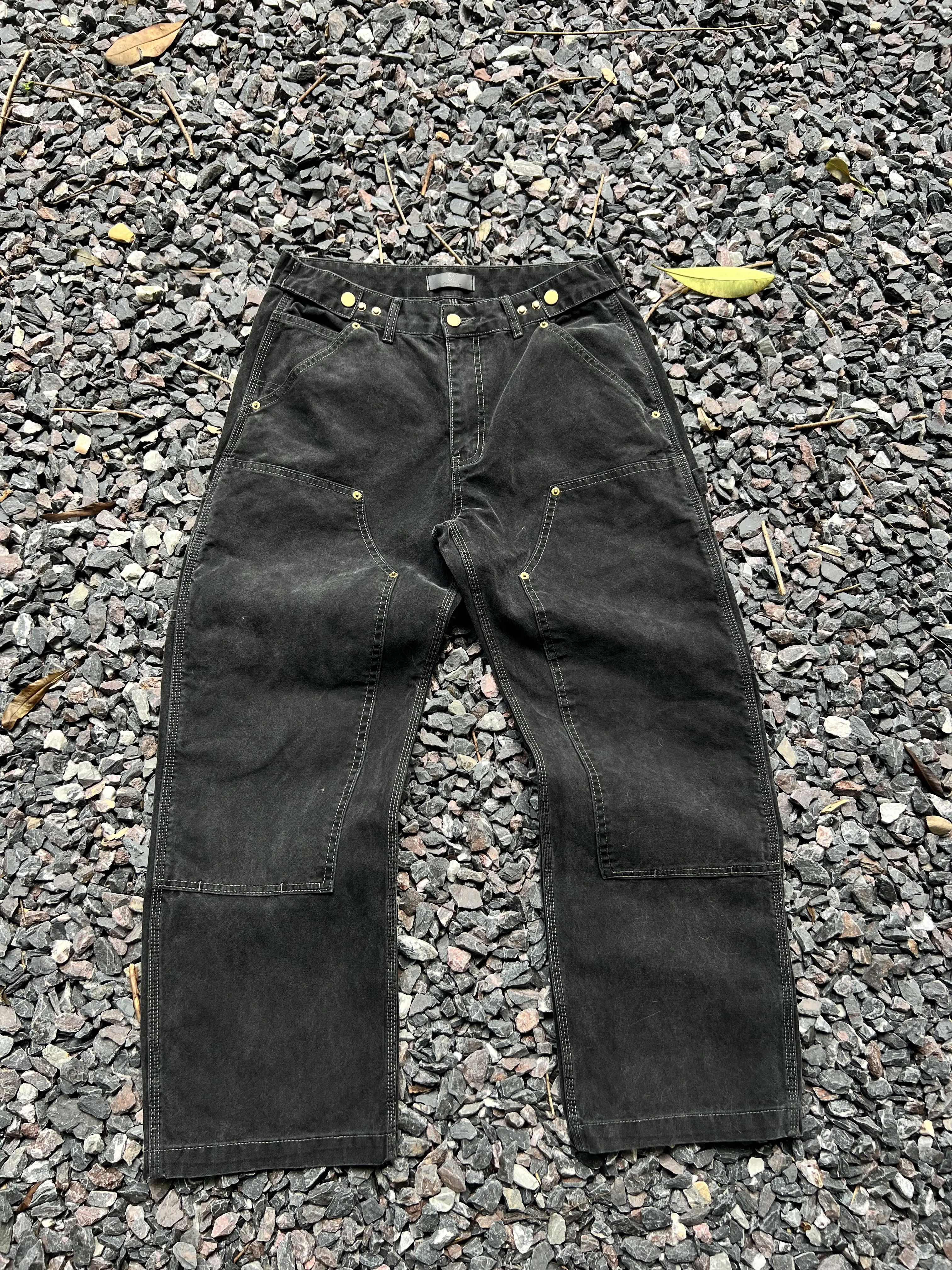 Black jeans, loose straight work pants, men's and women's street Y2K trend lumberjack pants, casual retro pants Vintage Cotton