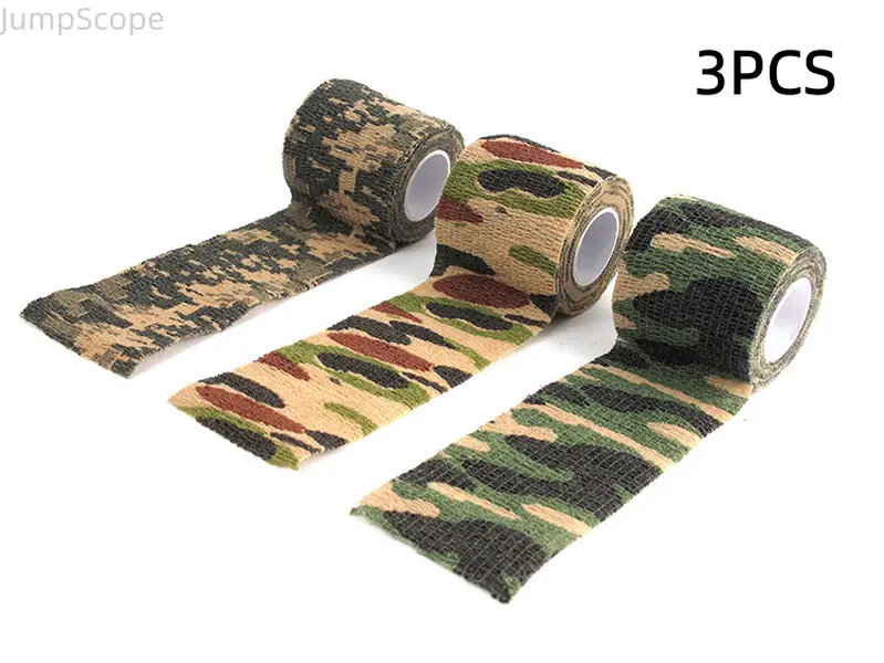 3Pcs Camouflage Self-Adhesive Elastic Cohesive Bandage Tapes - Non-Woven, Durable, Stretchy, Snug-Fit, Flexible Hold Wrist Compression Strips for Tactical Sports, Hunting, Outdoor Enthusiasts (One Size, All Seasons)