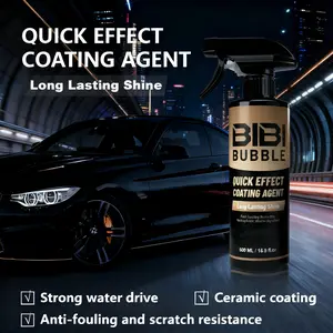BIBIBUBBLE 3-in-1 Ceramic Car Wax Spray Kit - 17oz Nano Coating & Paint Sealant - Ultimate High Gloss & Hydrophobic Water Beading - Quick Detailer Spray with Premium Microfiber Cloth