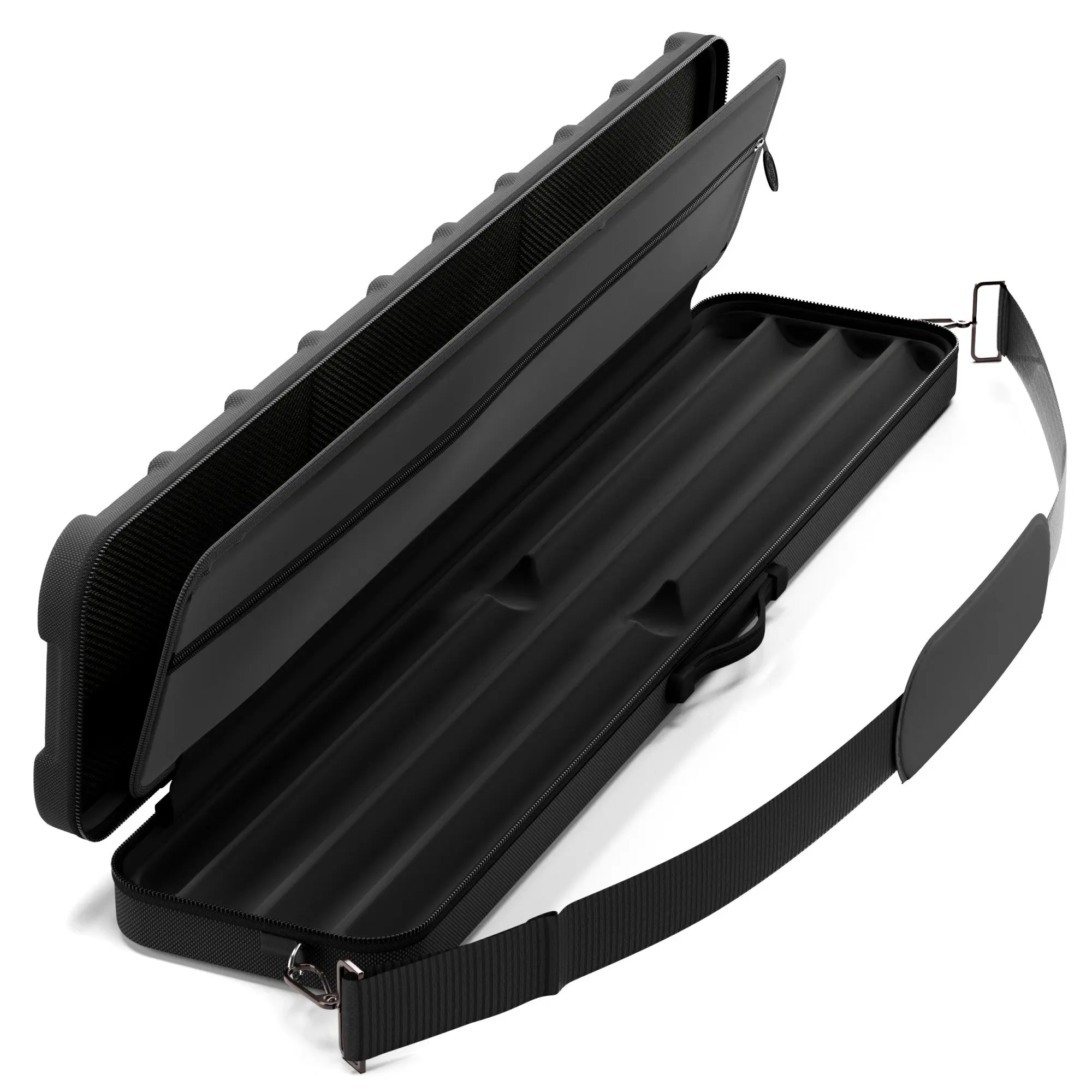 Casemaster Parallax Guard Billiard Cue Case, 2-Butt/2-Shaft Billiards Accessories, Black Pool Stick Storage Case, 2 Butts/Shafts