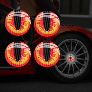 4Pcs/Sheet Cat Eye Car Wheel HUB Center High-Intensity Reflective Stickers, For Car Night Safety Driving Warning Signs Reflector, Self-Adhesive Decorative Stickers Gift