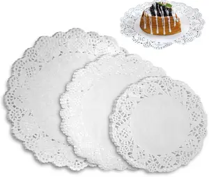 150-Count White Paper Lace Doilies - Assorted 6.5, 8.5, 10.5 Inches, Decorative Placemats for Cakes, Desserts & Tableware - Coasters Dinnerware