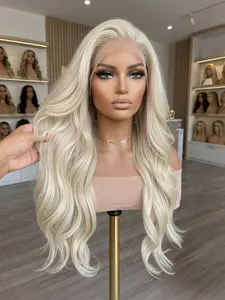 Topshe 13x6 Lace Front Wig, Gradual Platinum Color, High Temperature Resistant Fiber, Invisible Hairline, Suitable for All Seasons