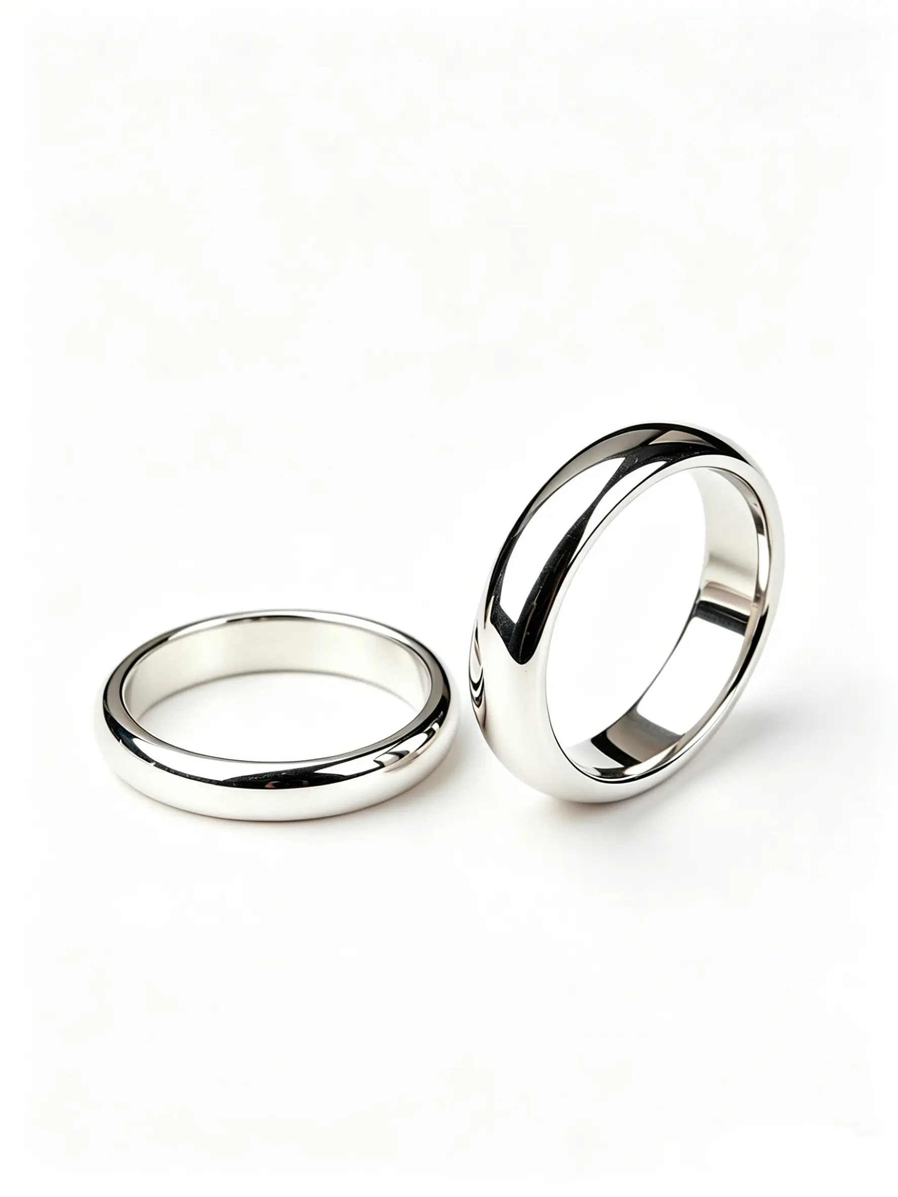 2Pcs Classic Silver Titanium Steel Dome Ring Set | 4mm & 6mm High Polished Smooth Fashion Stackable Rings Finger Bands | With Ring Box & Cleaning Cloth | Hypoallergenic Scratch Resistant No Tarnishing Unisex Jewelry for Wedding, Anniversary & Daily Wear