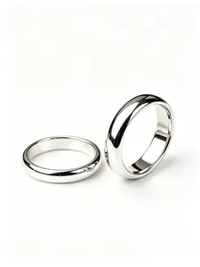 2Pcs Classic Silver Titanium Steel Ring Set | 4mm & 6mm High Polished Smooth Bands | With Ring Box & Cleaning Cloth | Hypoallergenic Scratch Resistant Unisex Jewelry for Wedding, Anniversary & Daily Wear