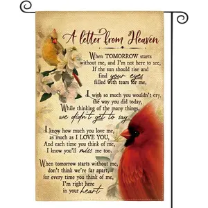 "A Letter From Heaven" Cardinal Memorial Garden Flag 12x18in, Double-Sided Sympathy Yard Decor with Red Cardinal & Poem, Remembrance Outdoor Banner for Loss of Loved One