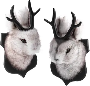 1PC Halloween Bunny Wall Decor, Resin Animal Head Wall Decor, Animals Wall Art, Resin Deer Head Animal Wall Mount For Room Decor, New Year Eve Party Supplies