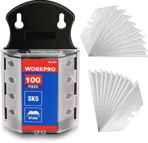 WORKPRO Utility Knife Blades, SK5 Steel, 100-Pack with Dispenser