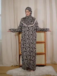 Somali Women's Ditsy Print Long Sleeve Abaya, Modest Casual Long Dress for Daily Wear, Women's Islamic Clothing for All Seasons, Abayas For Eid