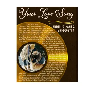 Personalized Song Lyrics Wall Art with Vinyl Record and Photo Custom Anniversary & Valentine Gift Canvas Wall Art Canvas