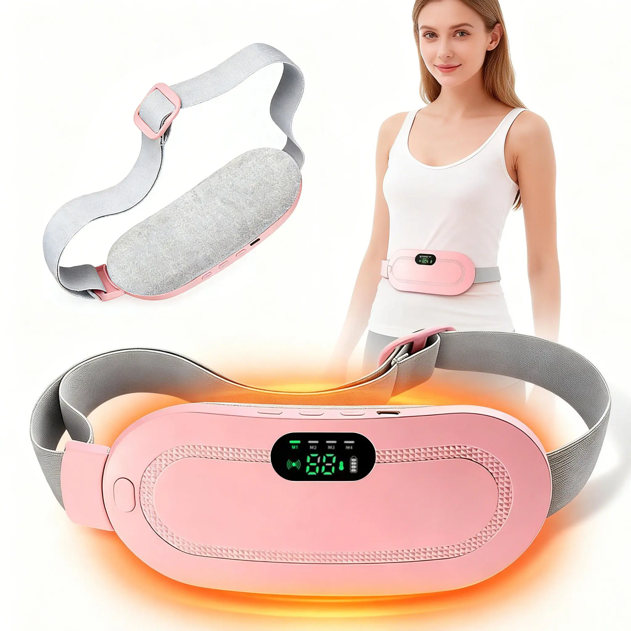 GMOX Menstrual Heating Pad Smart Uterus Warmer Belt, Cordless Heating Pad, Electric Waist Belt, Waist-Vibrating Abdominal Massager  Gift Daily