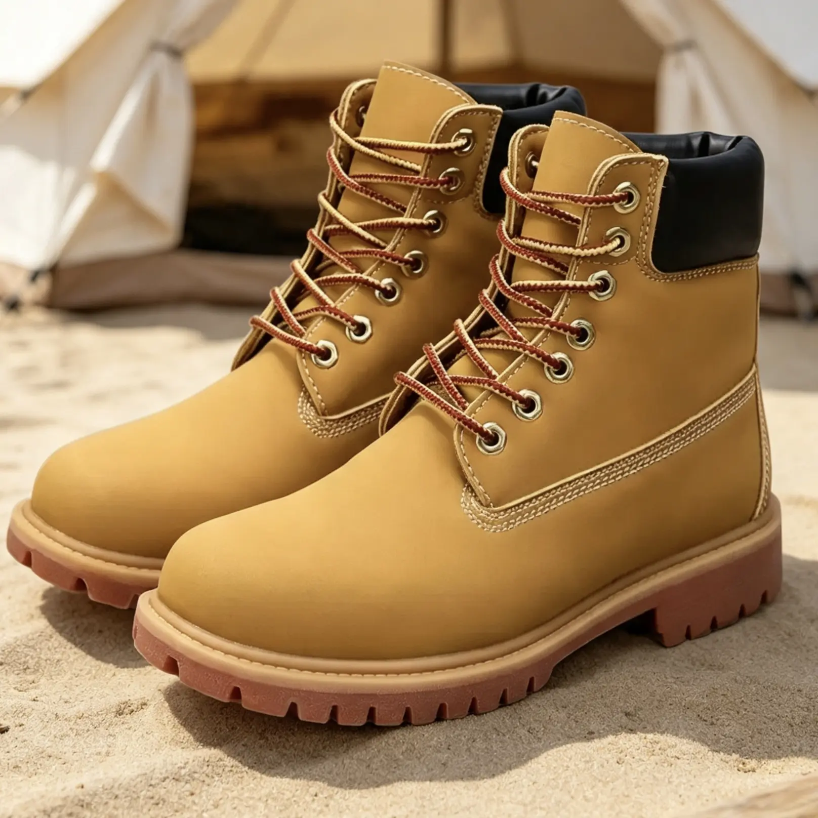 PU Leather Ankle Boots, Lace-Up Round Toe Fashion Boot with a Comfortable Thick Platform Lug Sole, Slip Resistant for Outdoor Trekking